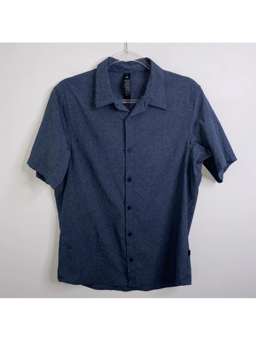 lululemon Airing Easy Short-Sleeve Shirt Heathered True Navy Size Men's M Golf